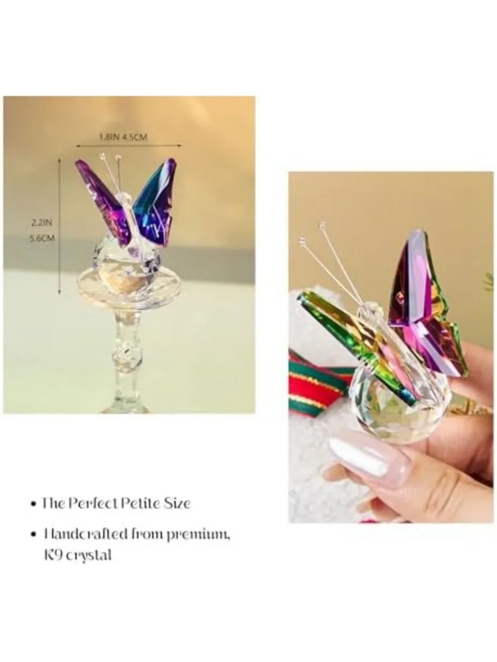Handcrafted 6-Piece Crystal Butterfly Figurine Set | Glass Animal Decor